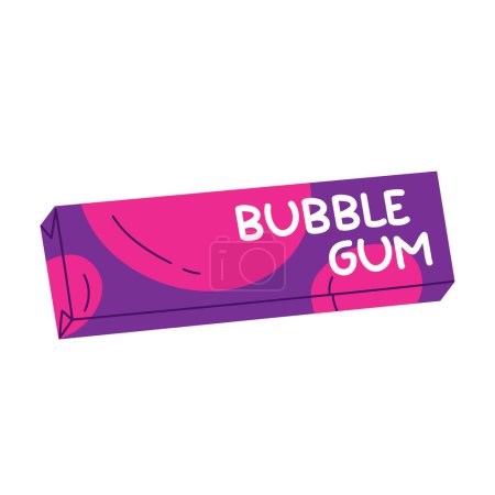 Photo for Bubblegum in package. Chewing bubble gum packaging. Sweet chewing candy. Vector illustration in cartoon style. Isolated white background. - Royalty Free Image