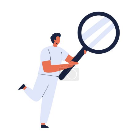 Photo for Doctor holding magnifying glass. Medical research and diagnostic. Medicine and healthcare. Vector illustration in cartoon style. Isolated on white background. - Royalty Free Image