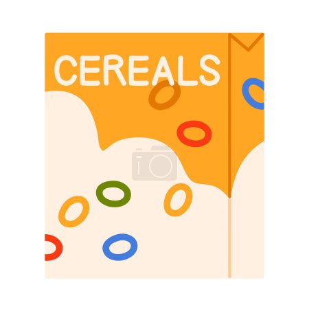 Photo for Colorful cereals loops in box. Tasty breakfast cereal flakes.Corn flakes. Vector illustration in cartoon style. Isolated on white background - Royalty Free Image
