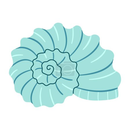Ilustración de Mano dibujada Ammonite Seashell. Dibujos animados estilo ilustración plana concha aislada sobre fondo blanco. Ilustración vectorial - Imagen libre de derechos