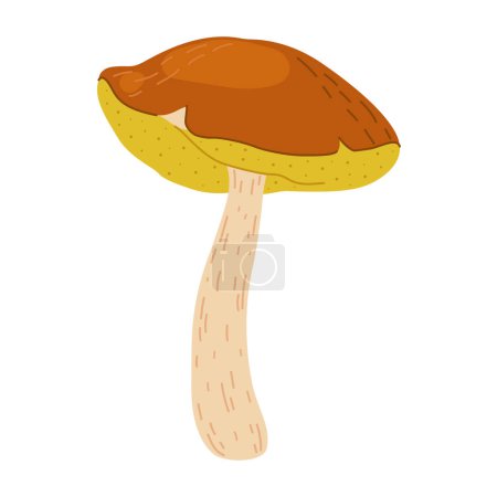 Suillus-Pilz. Essbarer Pilz. Handgezeichneter Cartoon trendiger flacher Stil isoliert auf weißem Hintergrund. Herbst-Waldernte, gesunde Biolebensmittel, vegetarische Kost. Vektorillustration