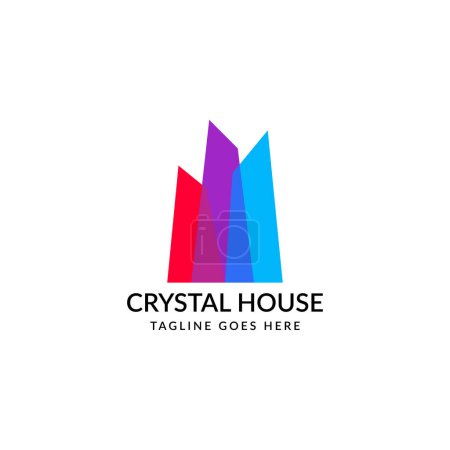 Téléchargez les illustrations : Moderne maison de cristal abstrait vecteur multicolore élément de conception de logo - en licence libre de droit