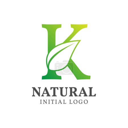 Téléchargez les photos : Lettre K avec la conception initiale naturelle de logo de vecteur de feuille - en image libre de droit