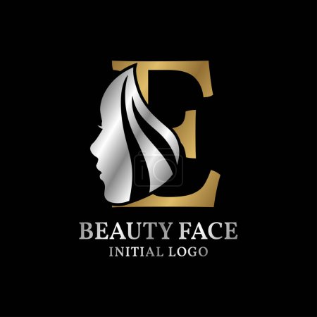 Téléchargez les illustrations : Lettre E beauté visage initial vecteur logo élément de conception - en licence libre de droit