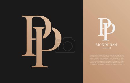 Illustration for Minimalist PP initial letter vintage brand and logo - Royalty Free Image