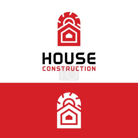 Photo for Minimal House with Saw Blade for Home Construction Contractor Renovation Real Estate Property Repair Services Company Logo Design Template - Royalty Free Image