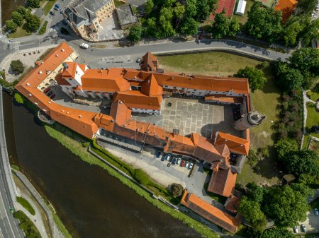 Photo for Aerial ground plan view of Strakonice castle in Czechia - Royalty Free Image