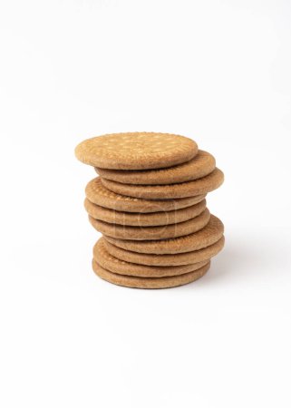 Photo for Pile stack of Maria cookies isolated on a white background - Royalty Free Image