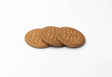 Three Maria biscuits isolated on a white background