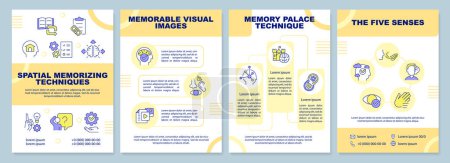 Illustration for Spatial memorizing techniques orange brochure template. Visual. Leaflet design with linear icons. Editable 4 vector layouts for presentation, annual reports. Arial-Black, Myriad Pro-Regular fonts used - Royalty Free Image