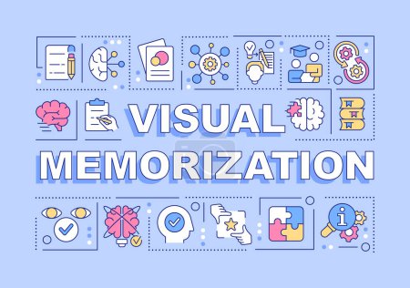 Illustration for Visual memorization word concepts blue banner. Remembering style. Infographics with editable icons on color background. Isolated typography. Vector illustration with text. Arial-Black font used - Royalty Free Image