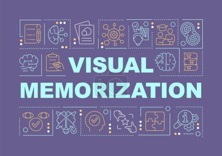 Illustration for Visual memorization word concepts violet banner. Studying style. Infographics with editable icons on color background. Isolated typography. Vector illustration with text. Arial-Black font used - Royalty Free Image
