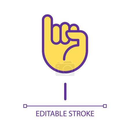 Illustration for Letter I in American sign language pixel perfect RGB color icon. System of nonverbal communication. Isolated vector illustration. Simple filled line drawing. Editable stroke. Arial font used - Royalty Free Image