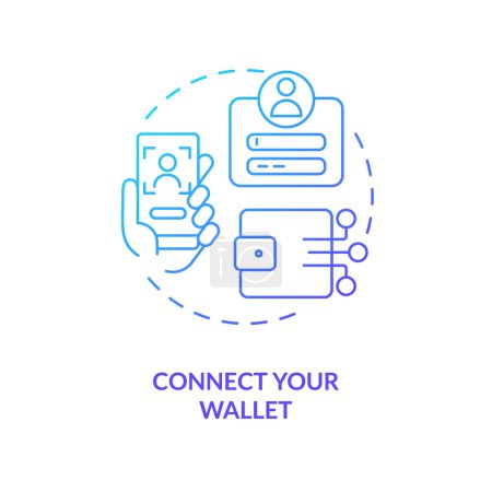 Illustration for Connect your wallet blue gradient concept icon. Create artist profile. NFTs minting process abstract idea thin line illustration. Isolated outline drawing. Myriad Pro-Bold font used - Royalty Free Image