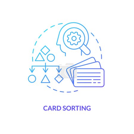Illustration for Card sorting blue gradient concept icon. User interface design. Web development. Mental model in UX abstract idea thin line illustration. Isolated outline drawing. Myriad Pro-Bold font used - Royalty Free Image