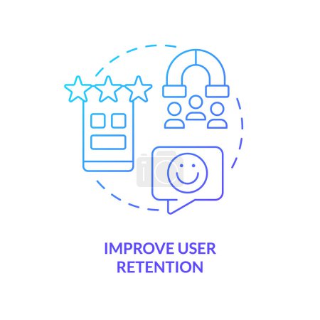 Illustration for Improve user retention blue gradient concept icon. Customer relationship. Power of familiarity in UX design abstract idea thin line illustration. Isolated outline drawing. Myriad Pro-Bold font used - Royalty Free Image