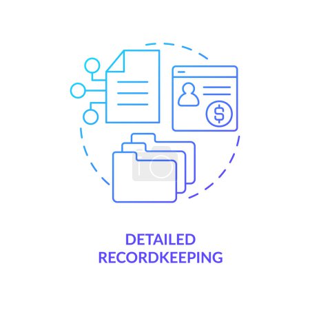 Illustration for Detailed recordkeeping blue gradient concept icon. Transactions archive. Payroll management software benefit abstract idea thin line illustration. Isolated outline drawing. Myriad Pro-Bold font used - Royalty Free Image