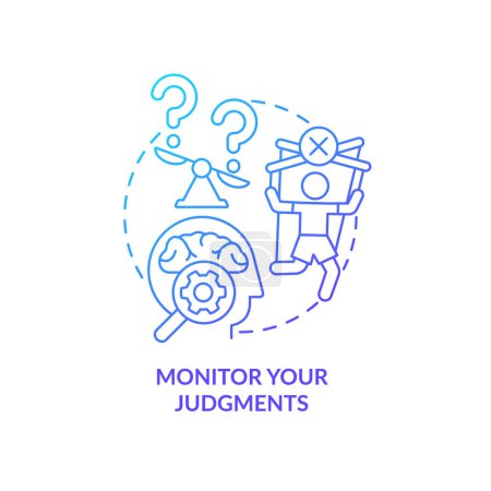 Monitor your judgments blue gradient concept icon. Reduce anxiety about news. Manage information overload abstract idea thin line illustration. Isolated outline drawing. Myriad Pro-Bold font used