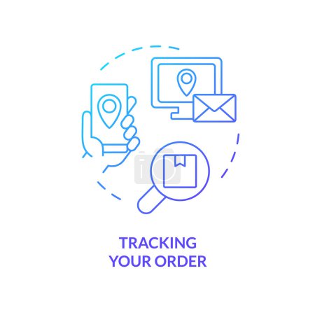 Tracking your order blue gradient concept icon. Distance parcel monitoring. Manage delivery. Shipping control abstract idea thin line illustration. Isolated outline drawing. Myriad Pro-Bold font used
