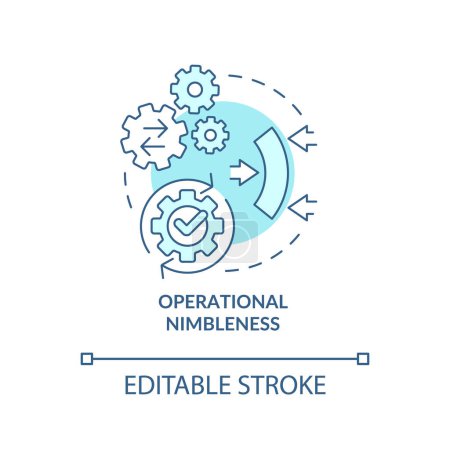 Illustration for Operational nimbleness turquoise concept icon. Data management. Adjustment abstract idea thin line illustration. Isolated outline drawing. Editable stroke. Arial, Myriad Pro-Bold fonts used - Royalty Free Image