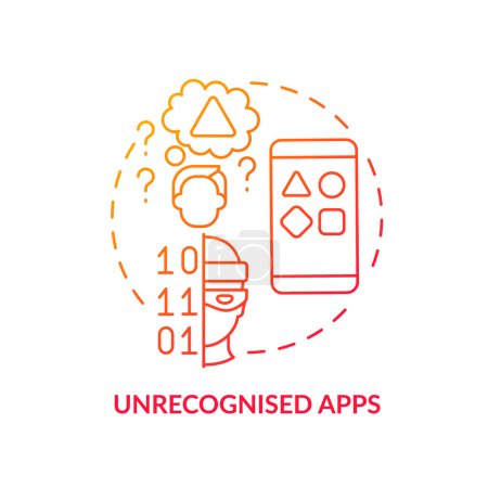 Illustration for Unrecognized apps red gradient concept icon. Digital viruses. Malicious software. Cyber hazard abstract idea thin line illustration. Isolated outline drawing. Myriad Pro-Bold font used - Royalty Free Image