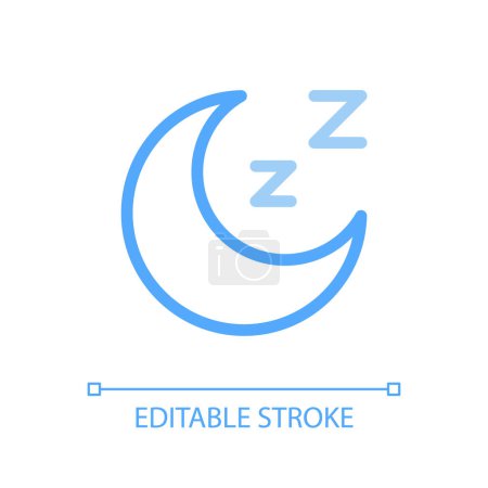 Illustration for Sleep pixel perfect color linear ui icon. Sleeping mode. Muted sound. Dont disturb. Relaxation time. GUI, UX design. Outline isolated user interface pictogram. Editable stroke. Arial font used - Royalty Free Image