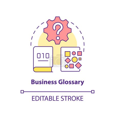 Illustration for Business glossary concept icon. Organization data terminology. Management system abstract idea thin line illustration. Isolated outline drawing. Editable stroke. Arial, Myriad Pro-Bold fonts used - Royalty Free Image
