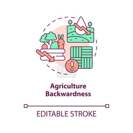 Illustration for Agriculture backwardness concept icon. Challenge in achieving inclusive development abstract idea thin line illustration. Isolated outline drawing. Editable stroke. Arial, Myriad Pro-Bold fonts used - Royalty Free Image