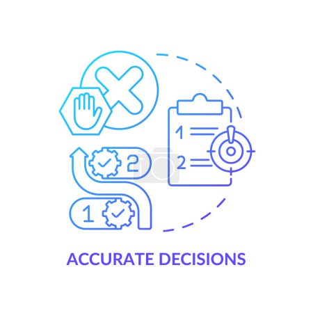 Illustration for Accurate decisions blue gradient concept icon. Information governance. Data management strategy abstract idea thin line illustration. Isolated outline drawing. Myriad Pro-Bold font used - Royalty Free Image