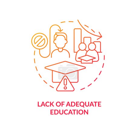 Illustration for Lack of adequate education red gradient concept icon. Inclusive growth issue in low income countries abstract idea thin line illustration. Isolated outline drawing. Myriad Pro-Bold font used - Royalty Free Image