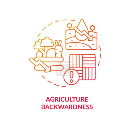 Illustration for Agriculture backwardness red gradient concept icon. Sustainable development. Making growth inclusive problem abstract idea thin line illustration. Isolated outline drawing. Myriad Pro-Bold font used - Royalty Free Image