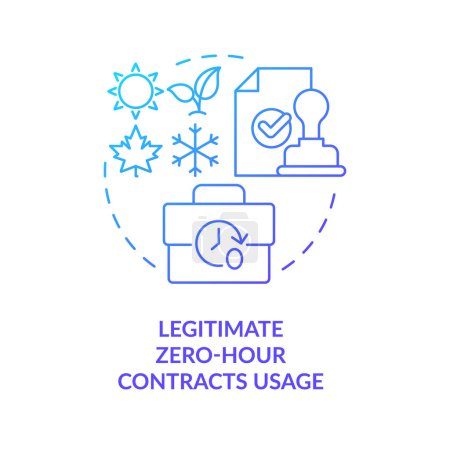 Illustration for Legitimate zero hours contracts usage blue gradient concept icon. Social equality. Fair working policy abstract idea thin line illustration. Isolated outline drawing. Myriad Pro-Bold font used - Royalty Free Image
