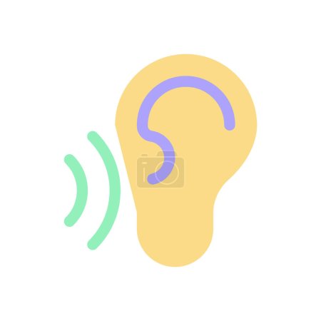 Illustration for Listen flat color ui icon. Translator feature. Hear translation. Text spoken aloud. Simple filled element for mobile app. Colorful solid pictogram. Vector isolated RGB illustration - Royalty Free Image