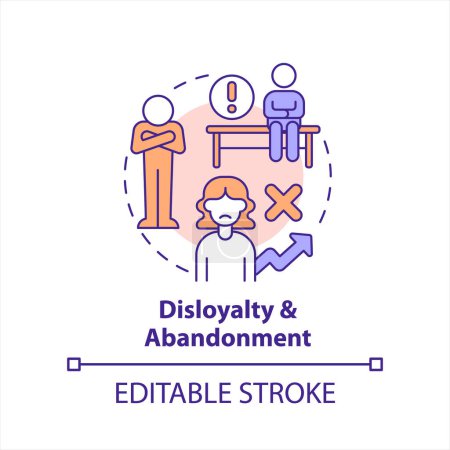 Illustration for Disloyalty and abandonment concept icon. Hidden barrier. Upper limit problem abstract idea thin line illustration. Isolated outline drawing. Editable stroke. Arial, Myriad Pro-Bold fonts used - Royalty Free Image