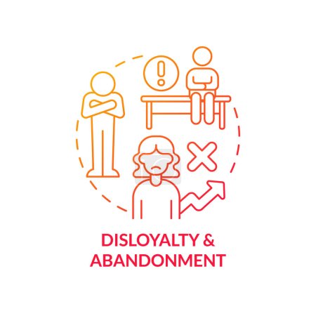 Illustration for Disloyalty and abandonment red gradient concept icon. Mental health. Inner barrier. Hidden personal limit abstract idea thin line illustration. Isolated outline drawing. Myriad Pro-Bold font used - Royalty Free Image