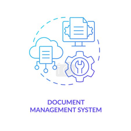 Illustration for Document management system blue gradient concept icon. Computerized files. Data governance abstract idea thin line illustration. Isolated outline drawing. Myriad Pro-Bold font used - Royalty Free Image