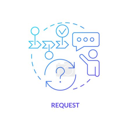 Illustration for Request blue gradient concept icon. Software development. System function. Release management process step abstract idea thin line illustration. Isolated outline drawing. Myriad Pro-Bold font used - Royalty Free Image