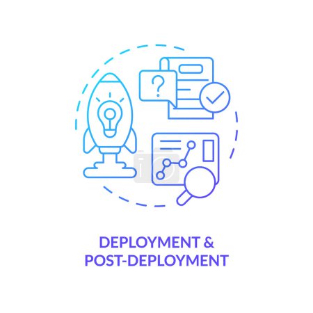 Illustration for Deployment blue gradient concept icon. Product development. Building release management process step abstract idea thin line illustration. Isolated outline drawing. Myriad Pro-Bold font used - Royalty Free Image