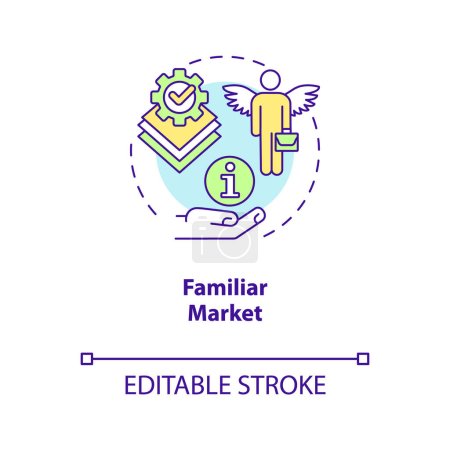 Illustration for Familiar market concept icon. Experience in industry. Startup investors. Business abstract idea thin line illustration. Isolated outline drawing. Editable stroke. Arial, Myriad Pro-Bold fonts used - Royalty Free Image