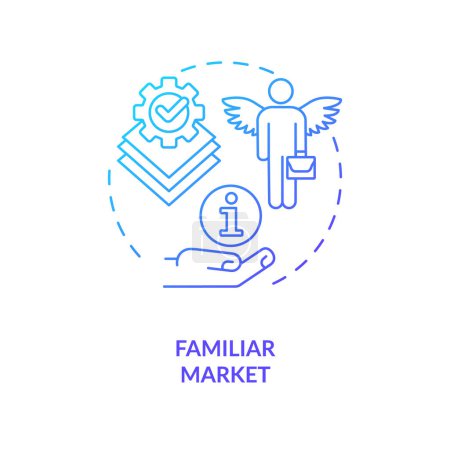 Illustration for Familiar market blue gradient concept icon. Experience in industry. Startup investors. Professional competence abstract idea thin line illustration. Isolated outline drawing. Myriad Pro-Bold font used - Royalty Free Image