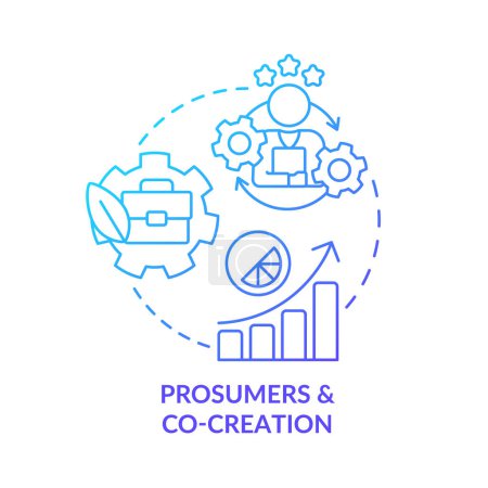 Illustration for Prosumers and co-creation blue gradient concept icon. Green business model. Eco-conscious brand abstract idea thin line illustration. Isolated outline drawing. Myriad Pro-Bold font used - Royalty Free Image