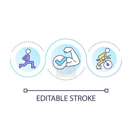 Strengthen muscles loop concept icon. Conditioning exercises. Sports injury prevention tip abstract idea thin line illustration. Isolated outline drawing. Editable stroke. Arial font used