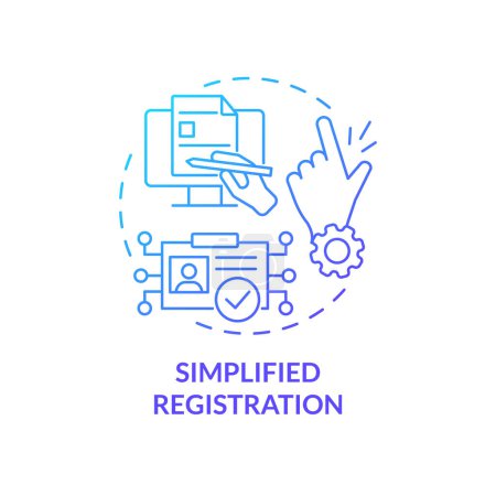 Simplified registration blue gradient concept icon. Progressive profiling. Consumer identity abstract idea thin line illustration. Isolated outline drawing. Myriad Pro-Bold font used