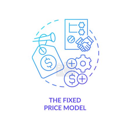 Illustration for Fixed price model blue gradient concept icon. Outsourcing contract type abstract idea thin line illustration. Established deadline and budget. Isolated outline drawing. Myriad Pro-Bold font used - Royalty Free Image