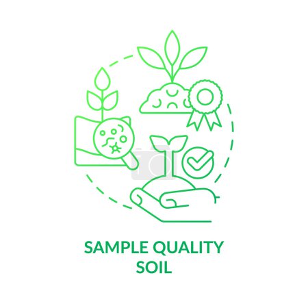 Illustration for Sample quality soil green gradient concept icon. Test ground. Analyze topsoil layer. Soil health abstract idea thin line illustration. Isolated outline drawing. Myriad Pro-Bold font used - Royalty Free Image