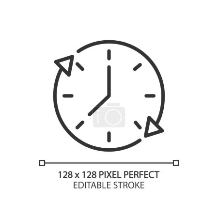Illustration for Time period pixel perfect linear icon. Validity and expiration. Estimating duration. Task length. Thin line illustration. Contour symbol. Vector outline drawing. Editable stroke. Arial font used - Royalty Free Image