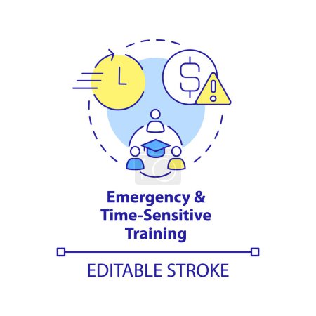 Illustration for Emergency and time sensitive training concept icon. Customer service program abstract idea thin line illustration. Isolated outline drawing. Editable stroke. Arial, Myriad Pro-Bold fonts used - Royalty Free Image