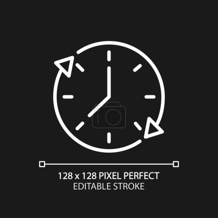 Illustration for Time period pixel perfect white linear icon for dark theme. Validity and expiration. Estimating duration. Thin line illustration. Isolated symbol for night mode. Editable stroke. Arial font used - Royalty Free Image