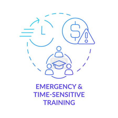 Illustration for Emergency and time sensitive training blue gradient concept icon. Customer service program abstract idea thin line illustration. Isolated outline drawing. Myriad Pro-Bold fonts used - Royalty Free Image