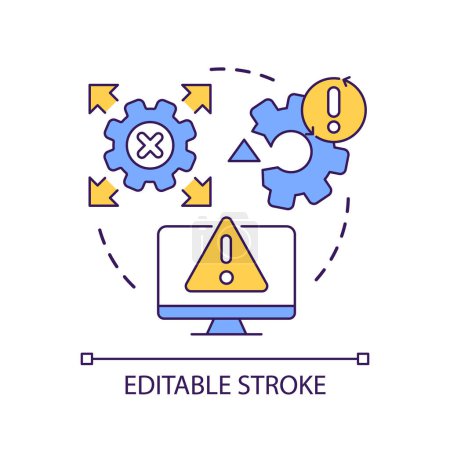 Computer system breakdown concept icon. Software malfunction. Program error. Warning sign abstract idea thin line illustration. Isolated outline drawing. Editable stroke. Arial font used